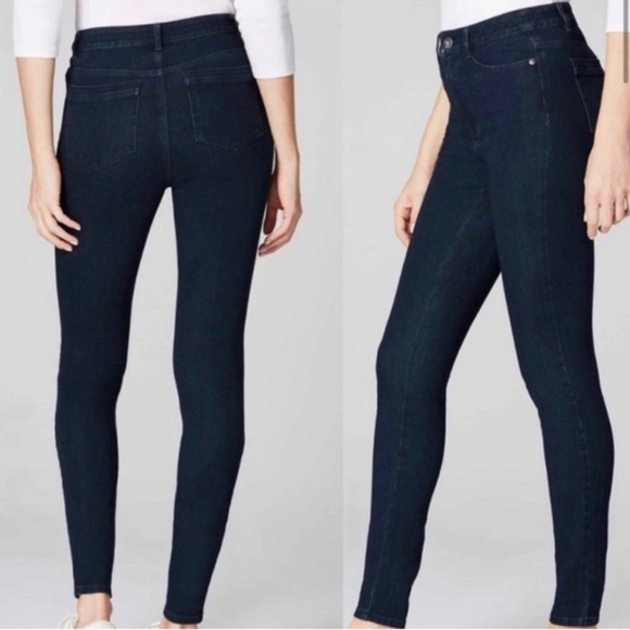 J. Jill Denim Premium Flex High Rise Leggings Dark Wash Size 6 - Picture 2 of 7